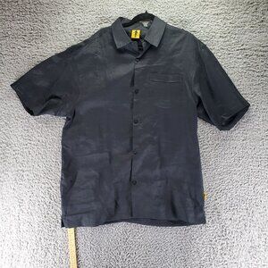 Steve Harvey Shirt Mens 2XL Black Short Sleeve Button-Up 100% Linen